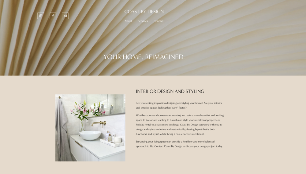 The Coast by Design website, Sarah Baker's interior design studio